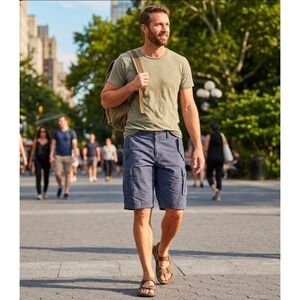 Rocawear Cargo Shorts Blue Ripstop Utility Pockets Men's 38 Vintage Retro Y2K